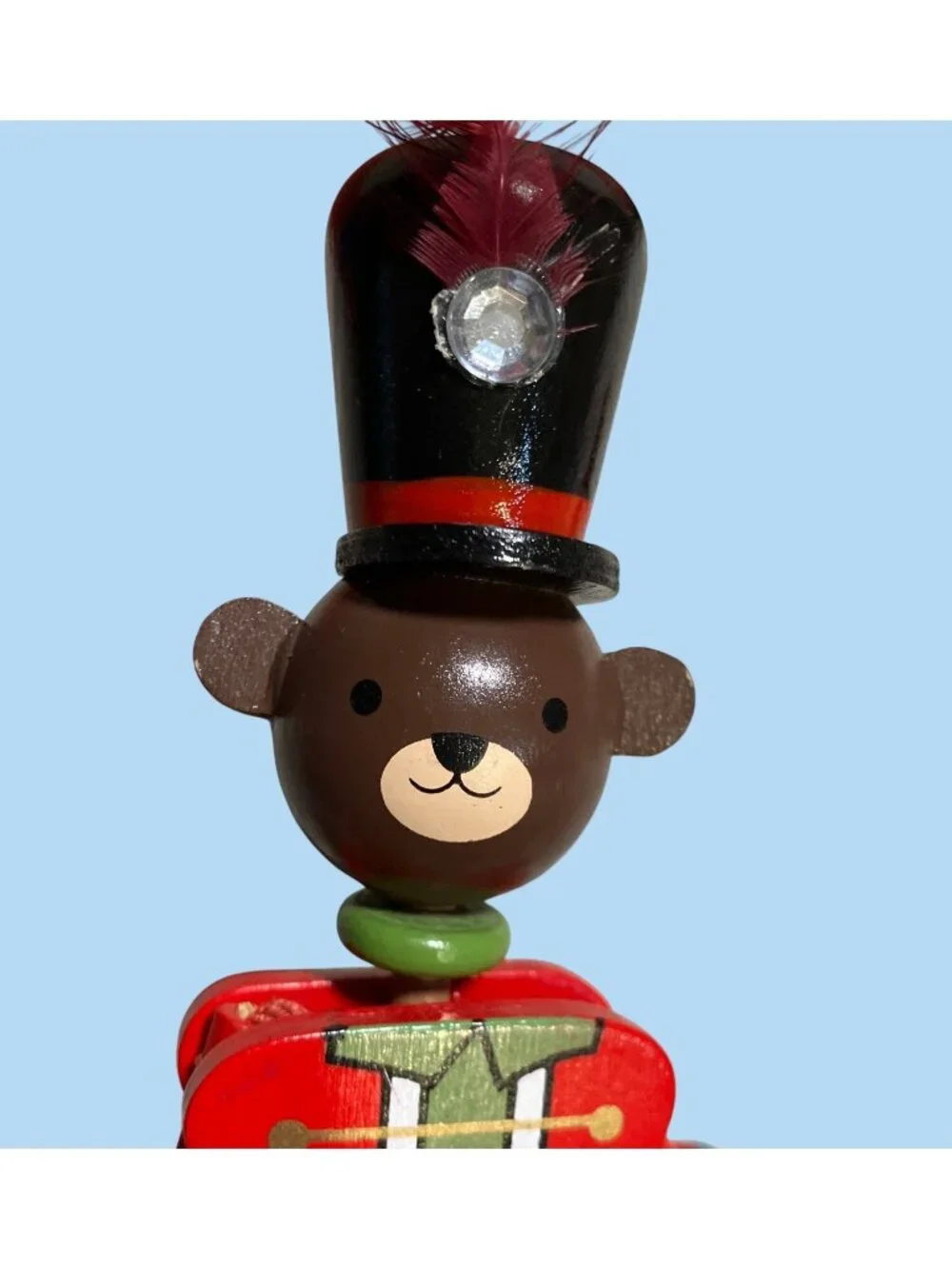 Wooden Bear Nutcracker Ornament With Pull String Mechanism